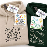 Personalised embroidered kids drawing hoodie