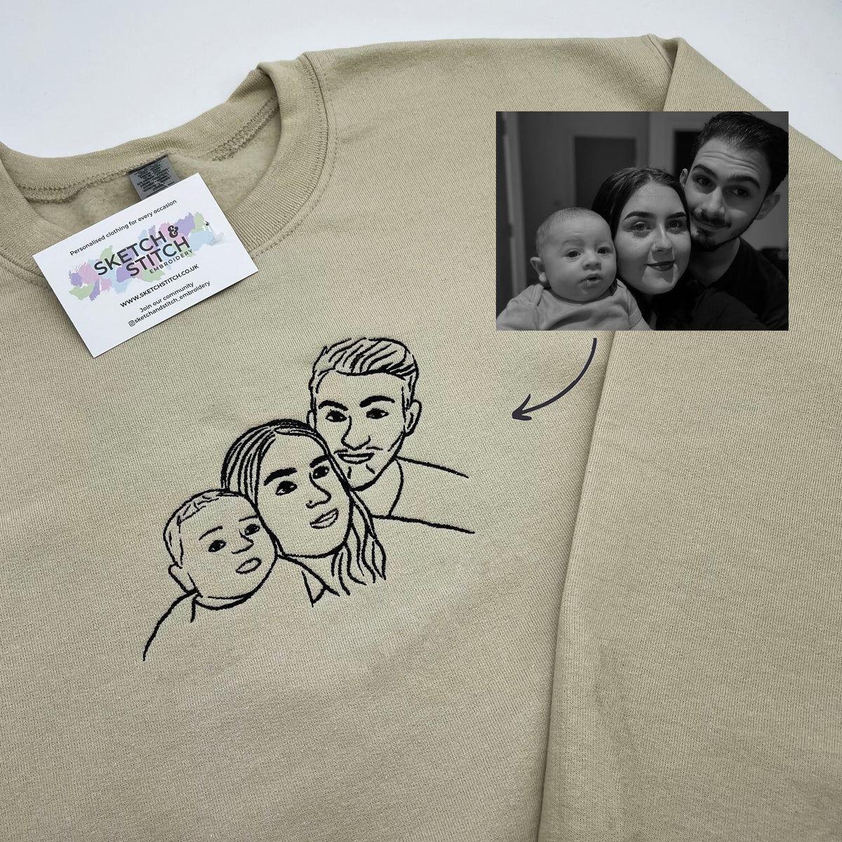 Father's Day Men's personalised photo outline sweatshirt