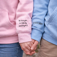 Adult hoodie personalised sleeve text