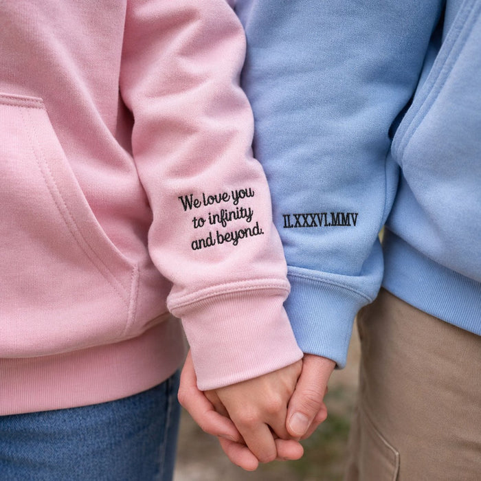 Adult hoodie personalised sleeve text - Sketch & Stitch