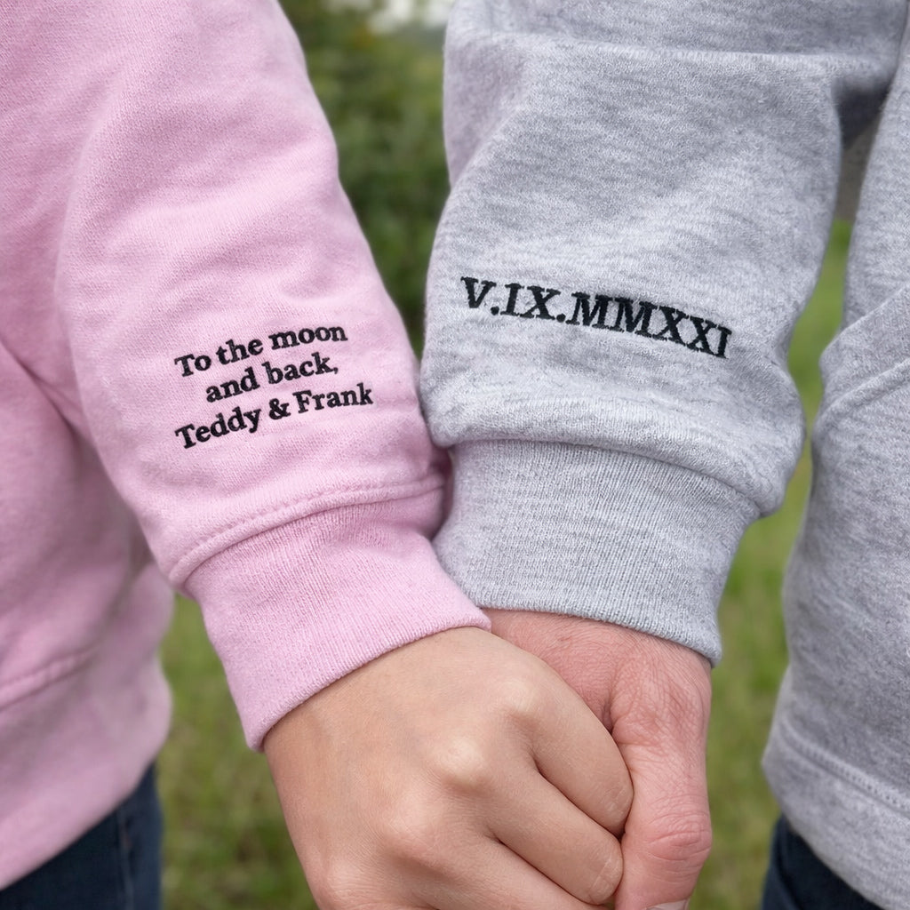 Adult sweatshirt personalised sleeve text