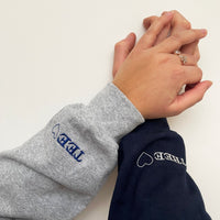 Adult hoodie personalised sleeve text