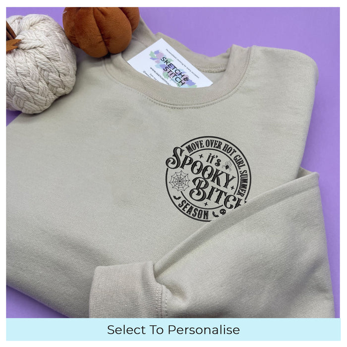 Adult sweatshirt spooky bitch season slogan