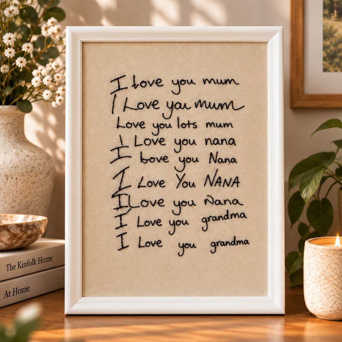Personalised I love you handwriting embroidery frame