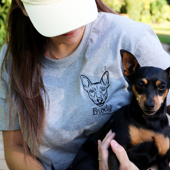 Adult t-shirt personalised pet portrait outline - left chest