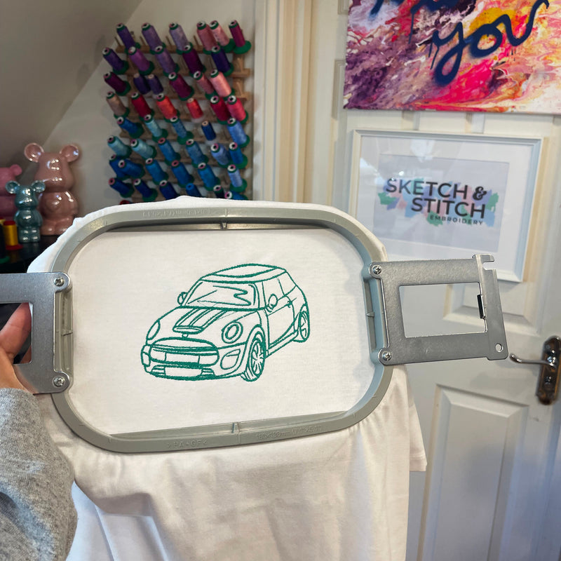 Adult t-shirt personalised car photo outline