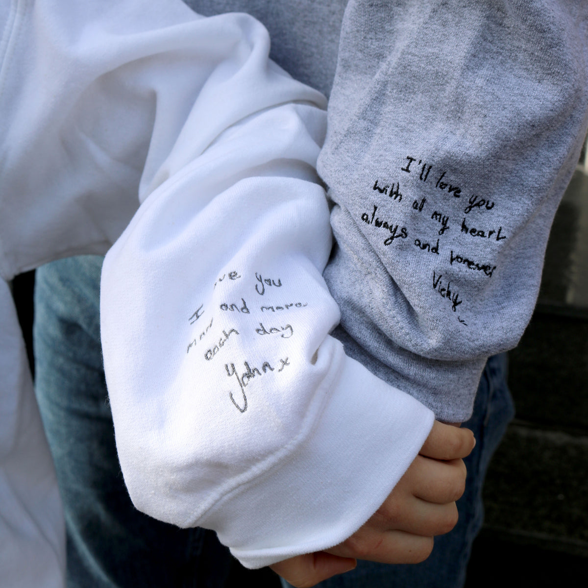 Adult sweatshirt personalised handwriting message