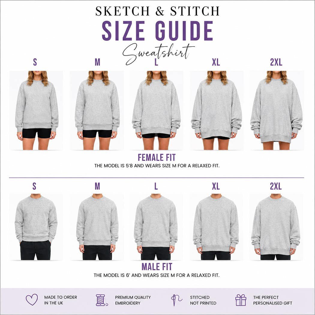 Adult sweatshirt personalised birthday year text - Sketch & Stitch