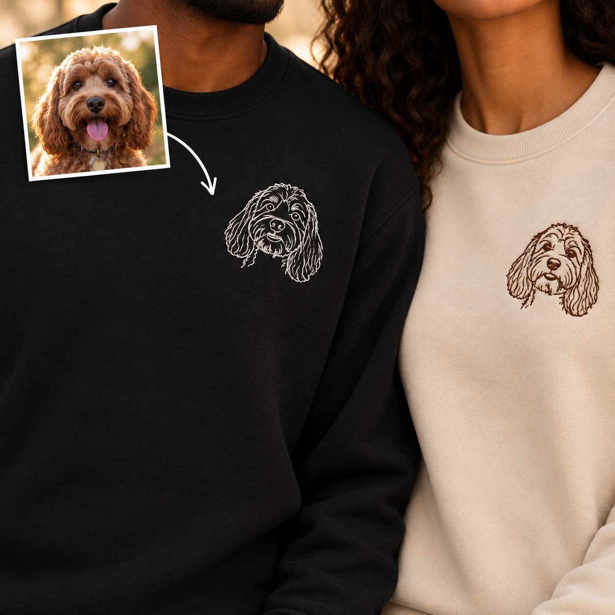 Personalised embroidered pet portrait sweatshirt - left chest