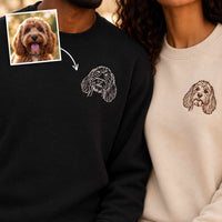 Personalised embroidered pet portrait sweatshirt - left chest