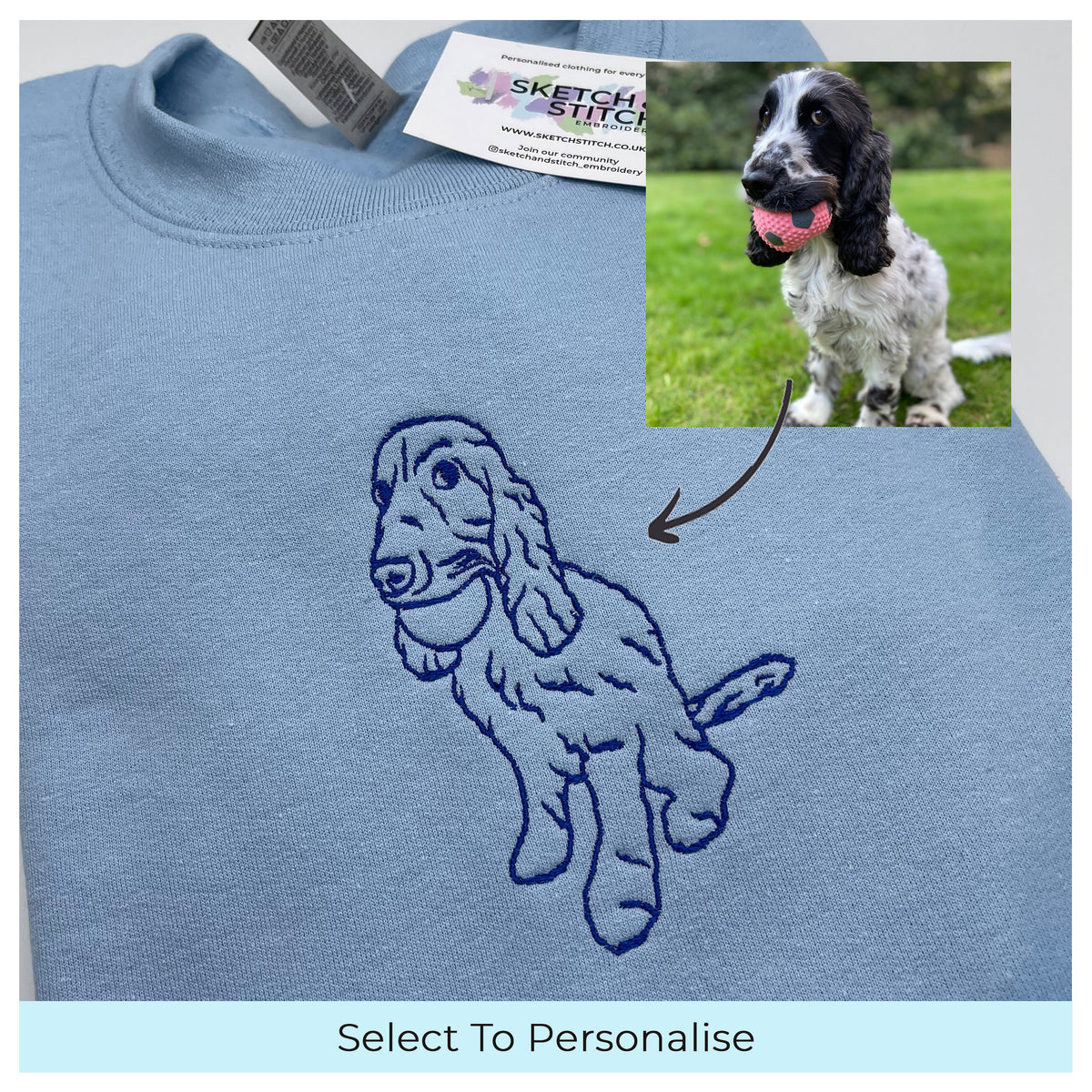 Adult sweatshirt personalised pet outline