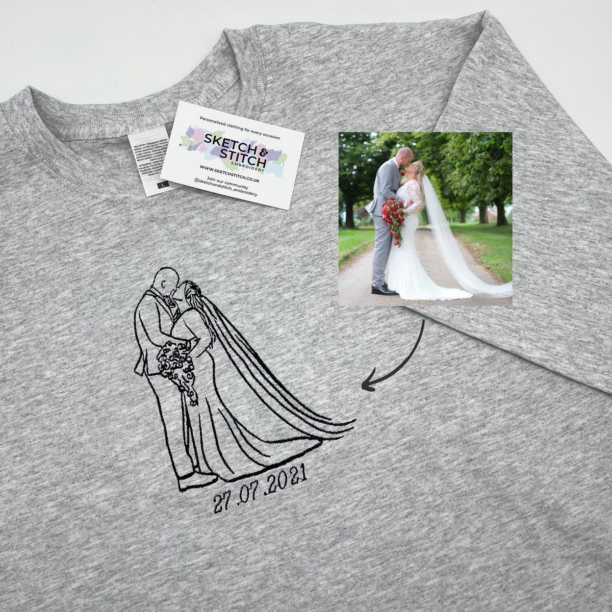 Adult t-shirt personalised photo outline