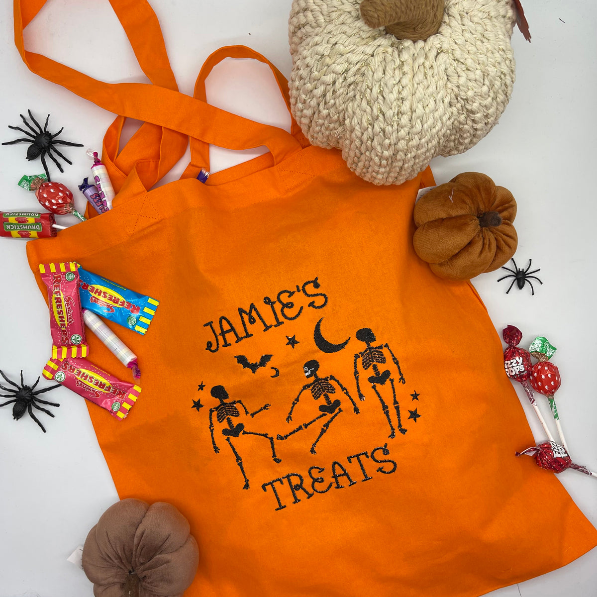 Personalised Halloween trick or treat tote bag