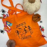 Personalised Halloween trick or treat tote bag