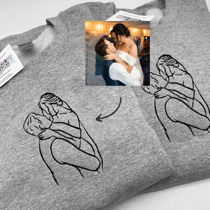 Adult sweatshirt personalised photo outline - Sketch & Stitch