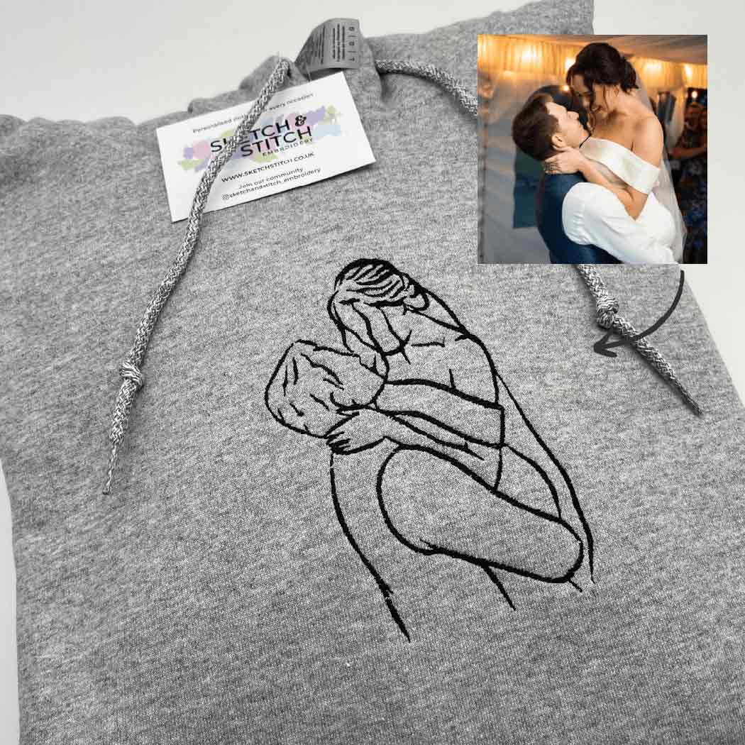 Adult hoodie personalised photo outline