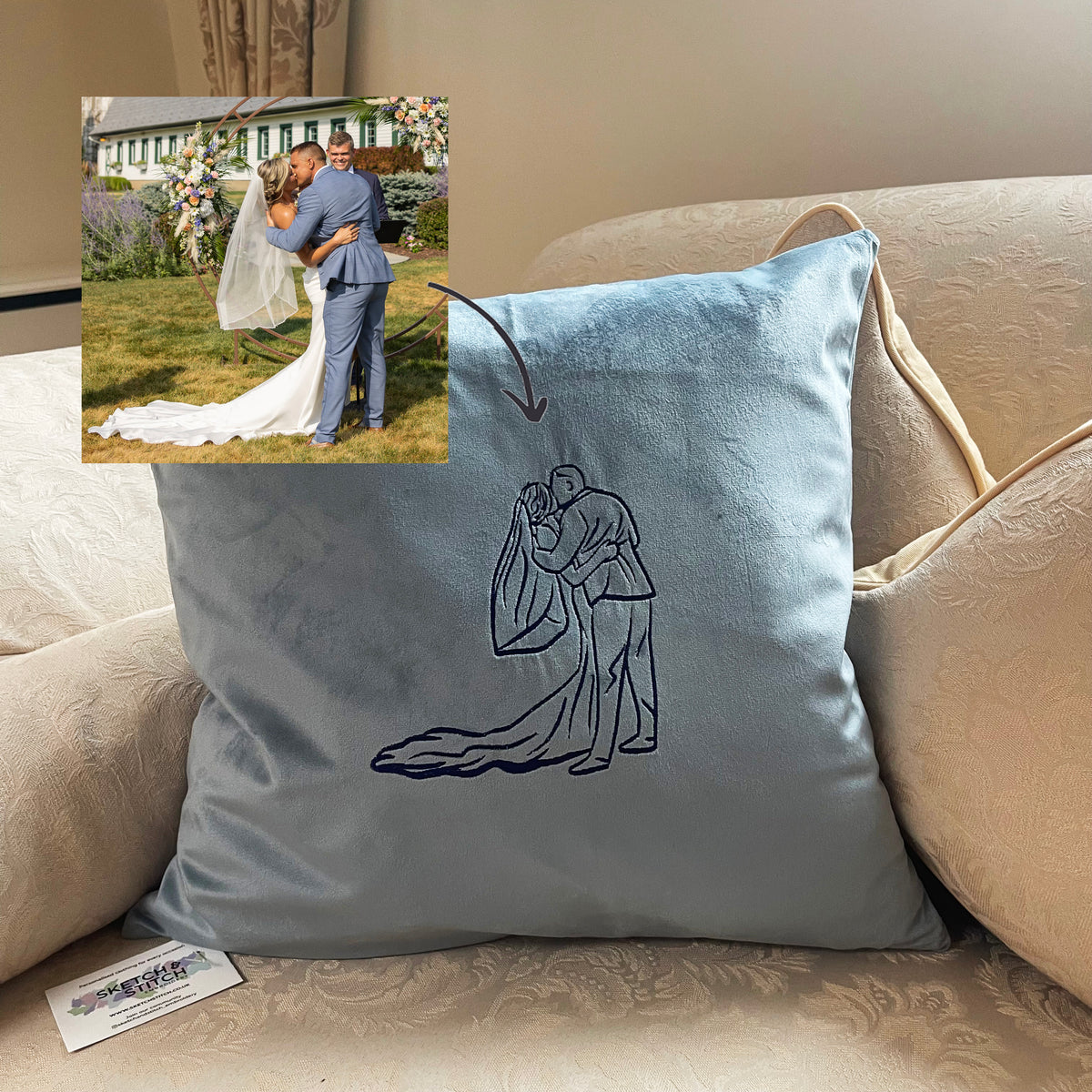 Personalised photo outline cushion