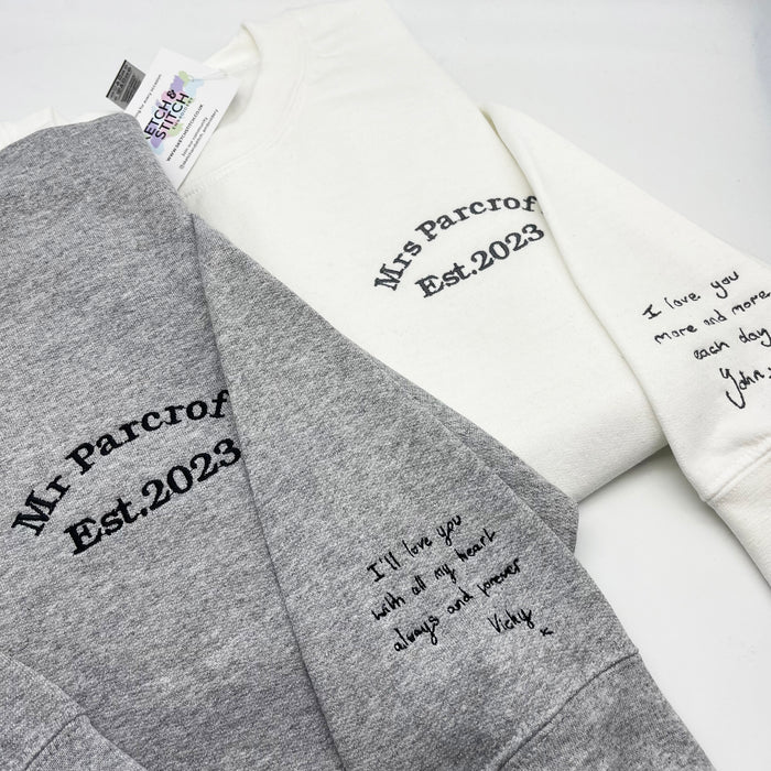 Adult sweatshirt personalised est wedding date