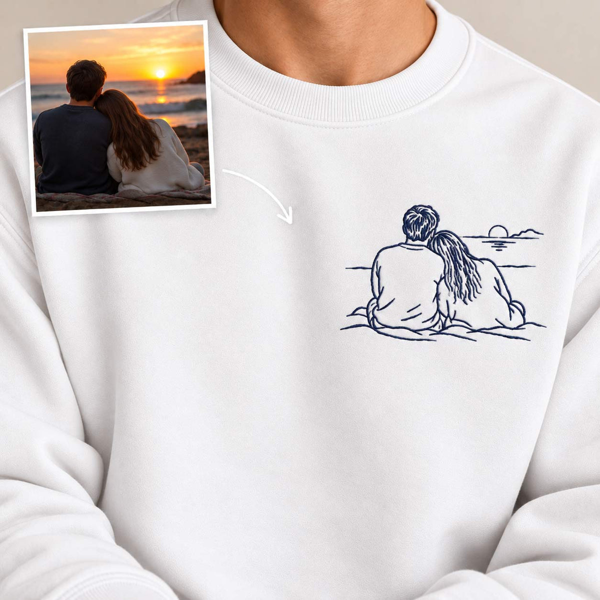 Personalised embroidered photo sweatshirt - left chest