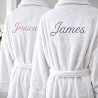 Luxury white dressing gown personalised initials and name - Sketch & Stitch