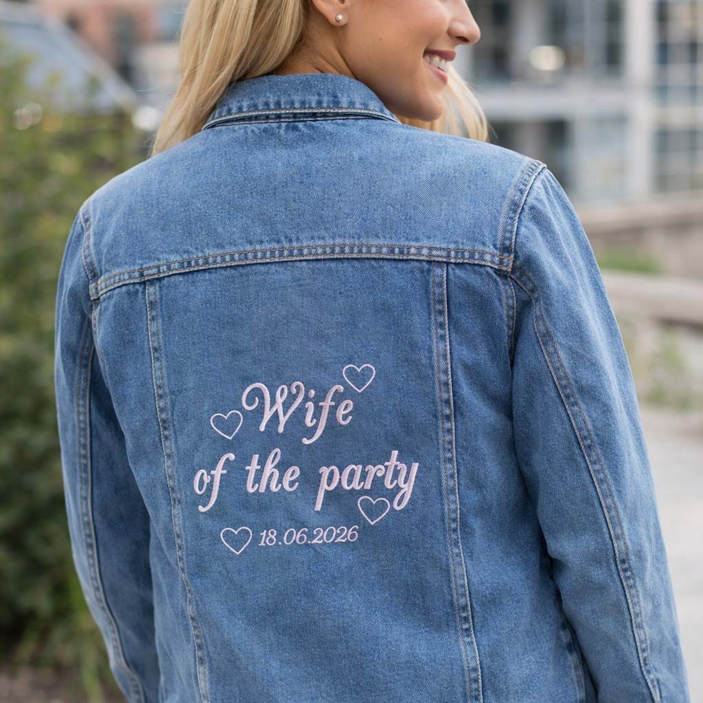 Wife Of The Party Personalised Denim Jacket - Sketch & Stitch