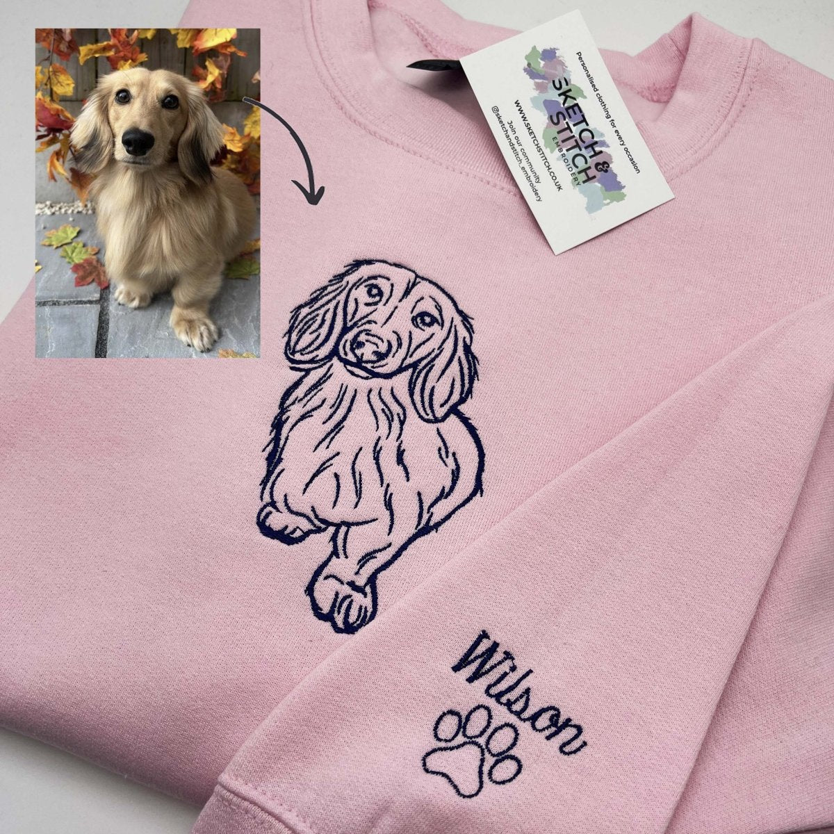 Adult sweatshirt personalised pet outline - Sketch & Stitch