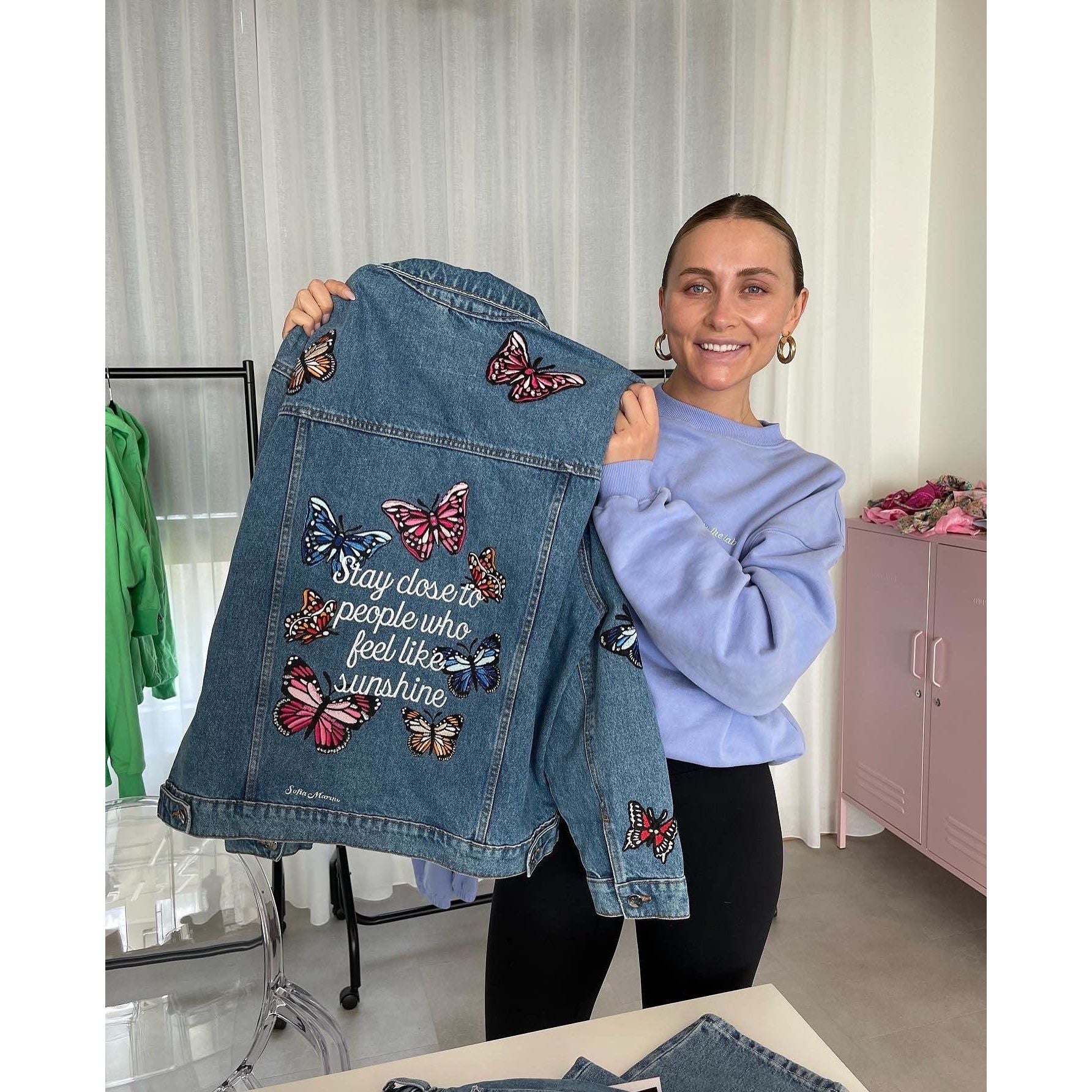 Butterfly Embroidered Denim Jacket