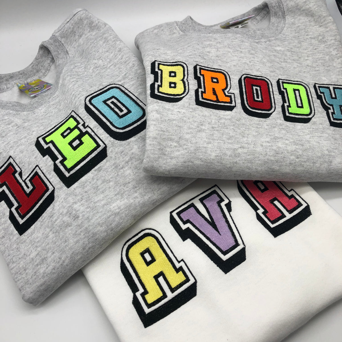 Colourful Personalised 3D text sweatshirt. personalised gifts for friends, customised gifts for birthday, personalized birthday gifts