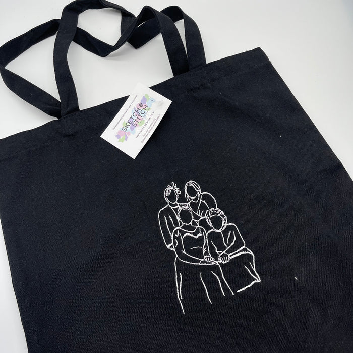 Black Personalised outline Stitch Tote bag. Create the best personalised beach bag, personalised tote bags even personalised gift bags.