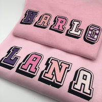 Pink Personalised 3D text sweatshirt. personalised gifts for friends, customised gifts for birthday, personalized birthday gifts
