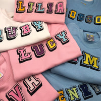 Kids sweatshirt personalised 3D text or initials