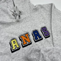 Grey Hoodie Persoanlised Colourful 3D Text. Gifts For Her , Gifts For Him , customisable hoodies