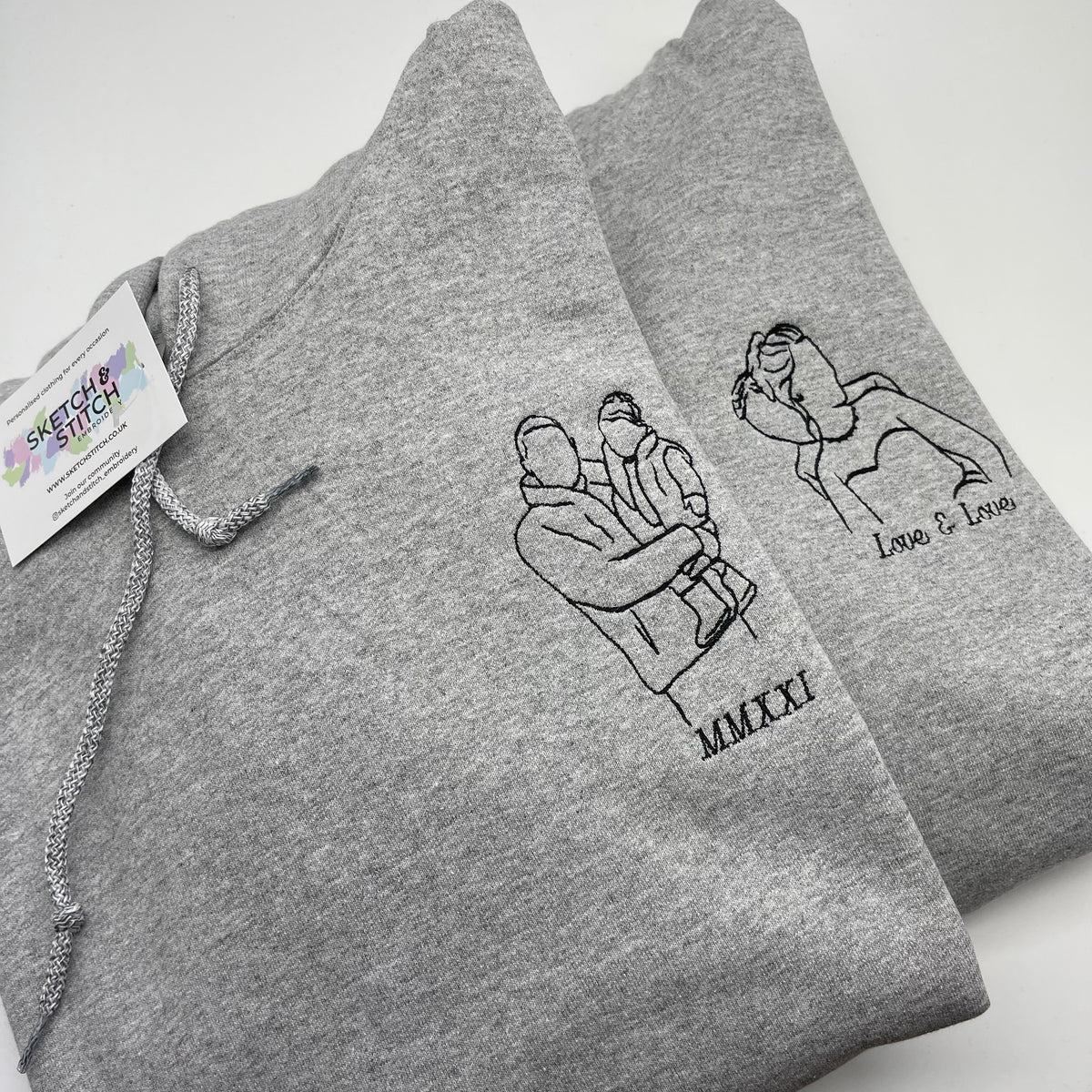 Adult hoodie personalised portrait outline left chest Sofia