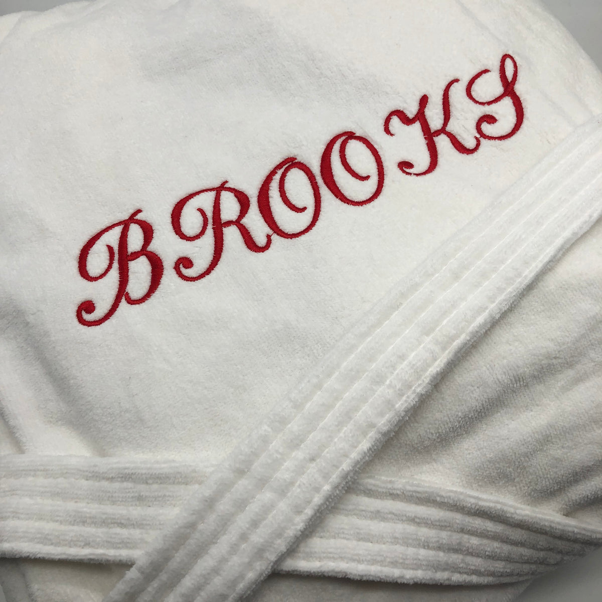 White Personalised Luxury Dressing Gown With Initials and Name