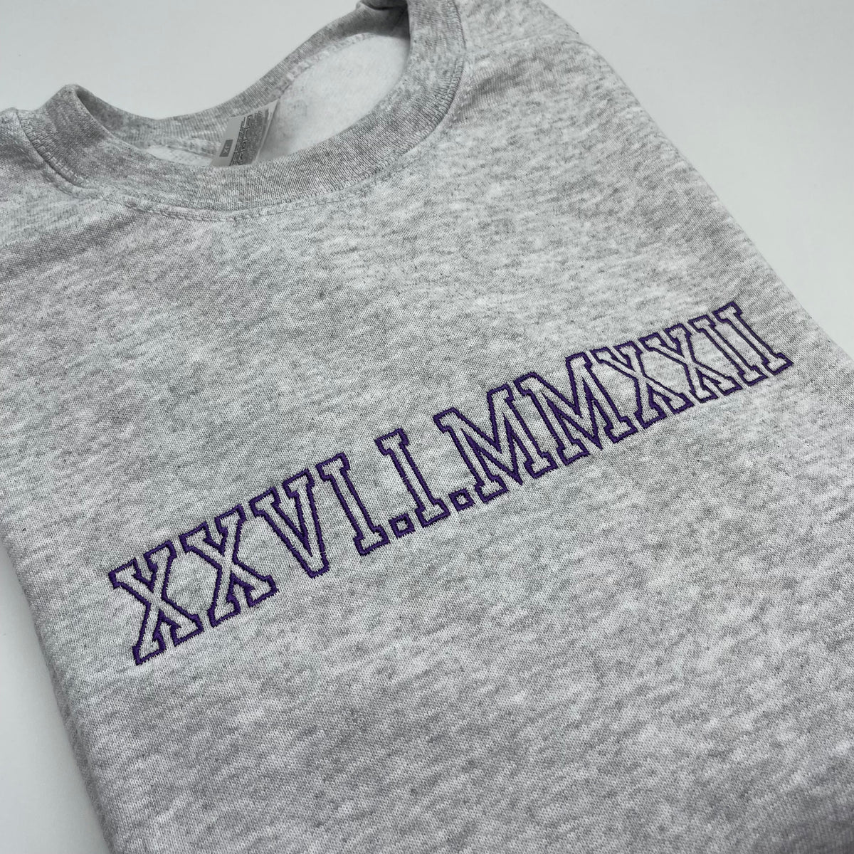 College Font Personalised Roman Numerals Sweatshirt. personalised gifts for couples, • wedding anniversary gifts, personalised gifts for boyfriend
