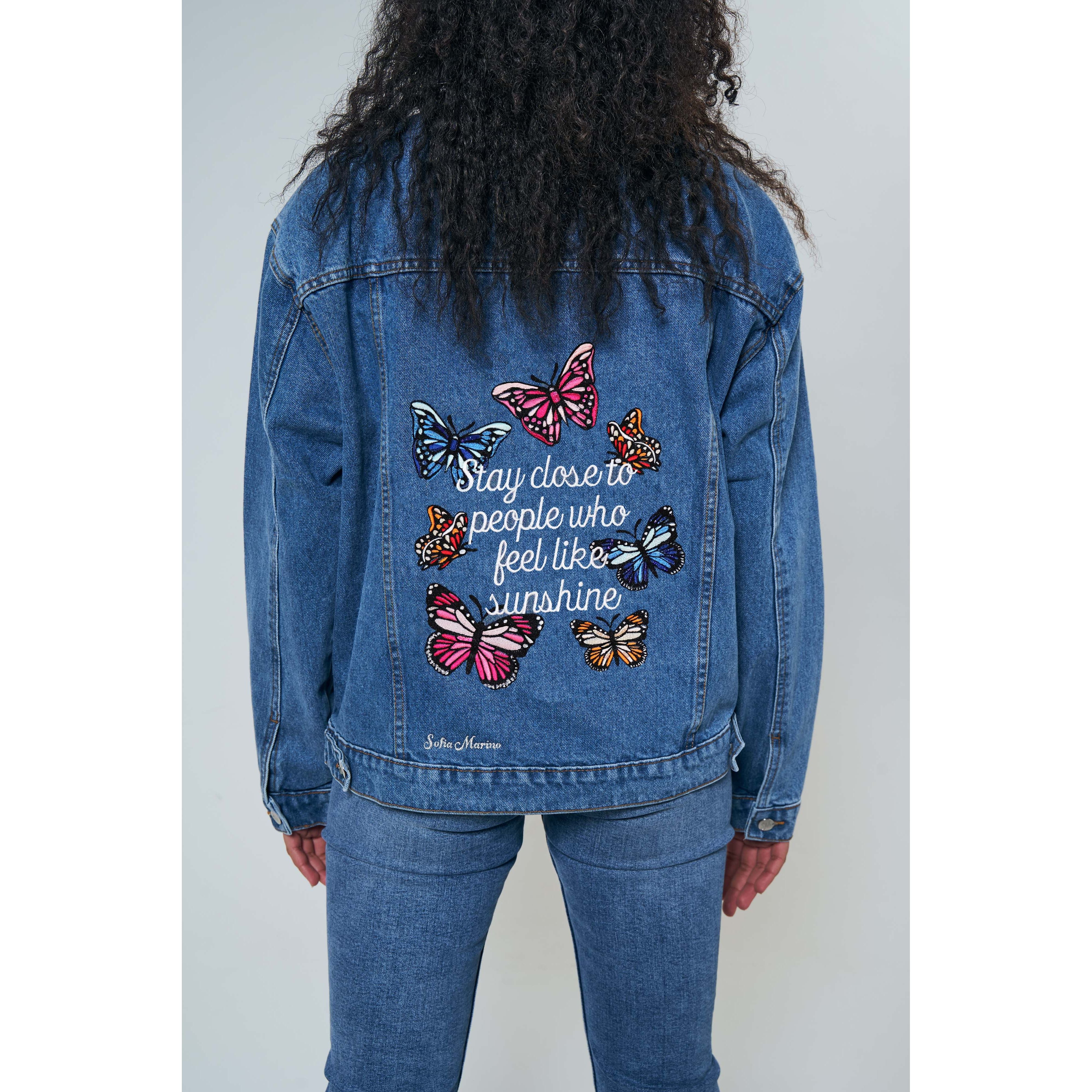 Butterfly Embroidered Denim Jacket – Sofia Marino Ltd T/A Sketch