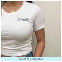 Women's Crop T-Shirt With Personalised Small Text